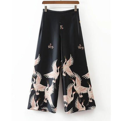 Summer Red-crowned Crane Ankle Length Pans and Blazer Suits-STYLEGOING