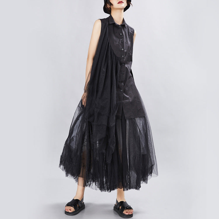 Designed Summer Irregular Tulle Sleeves Shirts Dresses