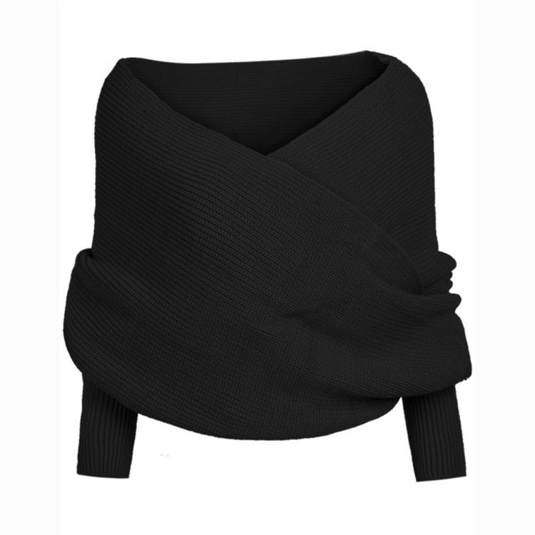 Sexy Off The Shoulder Knitting Sweter Tops-STYLEGOING