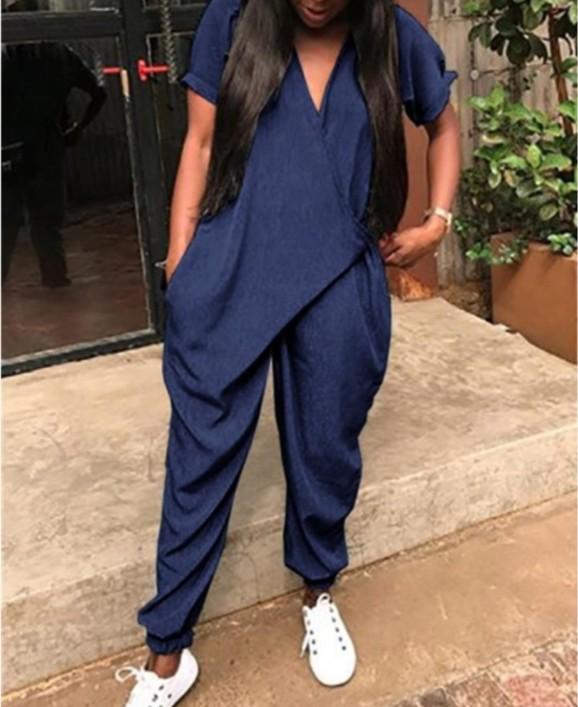 Women Plus Sizes Leisure Loose Rompers-STYLEGOING