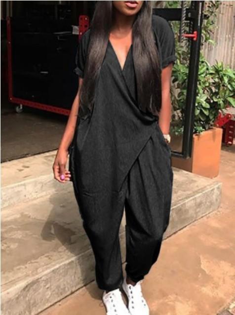 Women Plus Sizes Leisure Loose Rompers-STYLEGOING
