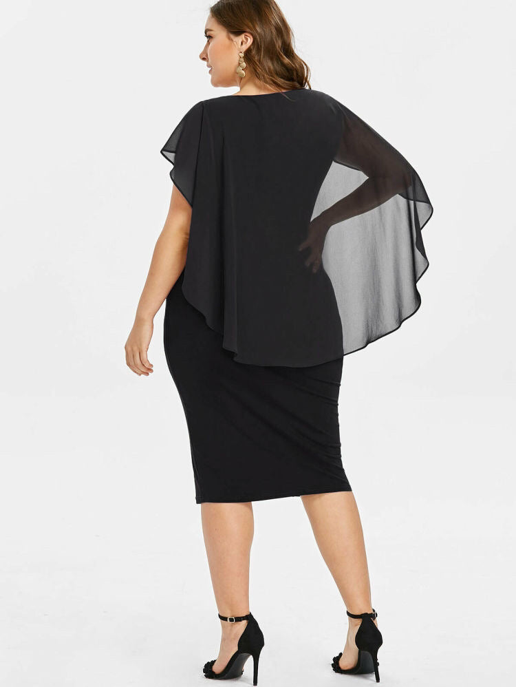 Chiffon Women Cape Plus Sizes Dresses