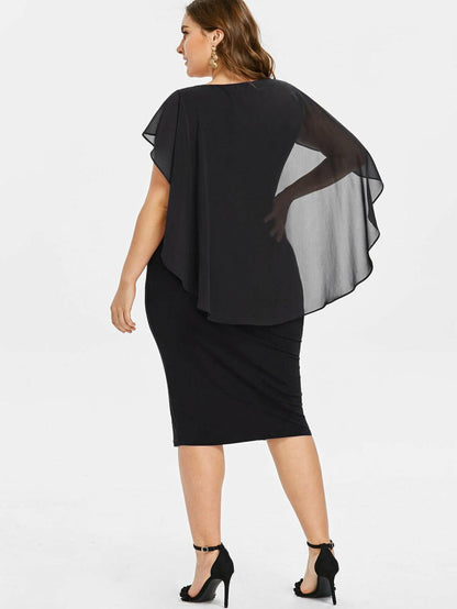 Chiffon Women Cape Plus Sizes Dresses