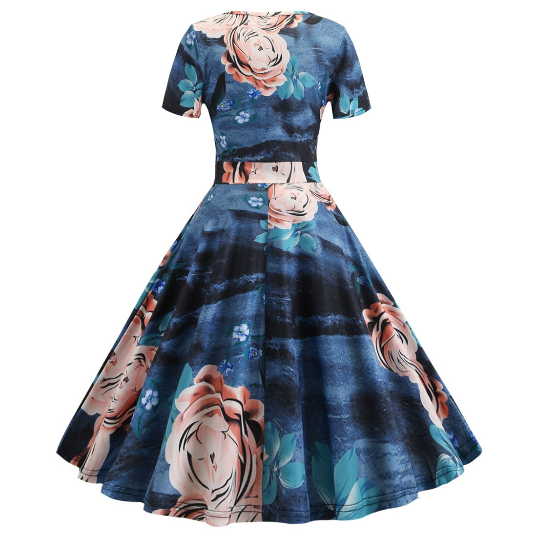 Vintage Deep V Neck Short Sleeves Dresses