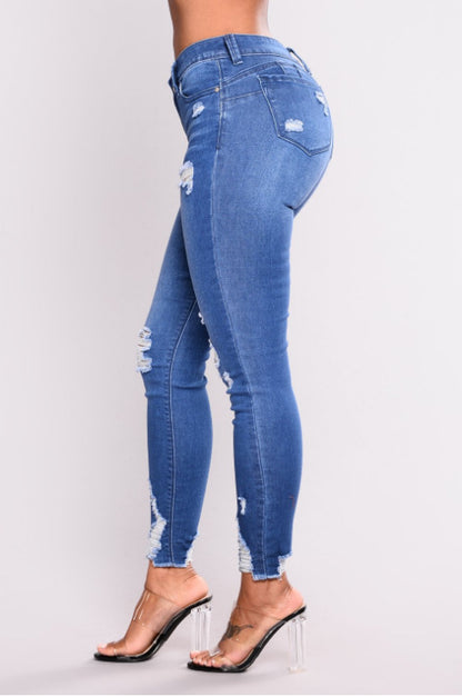 Sexy Women High Waist Elastic Slim Legging Jeans