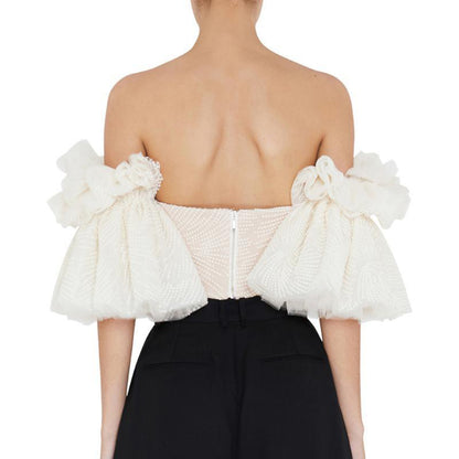 Designed Embroidery Backless Stapless Tops