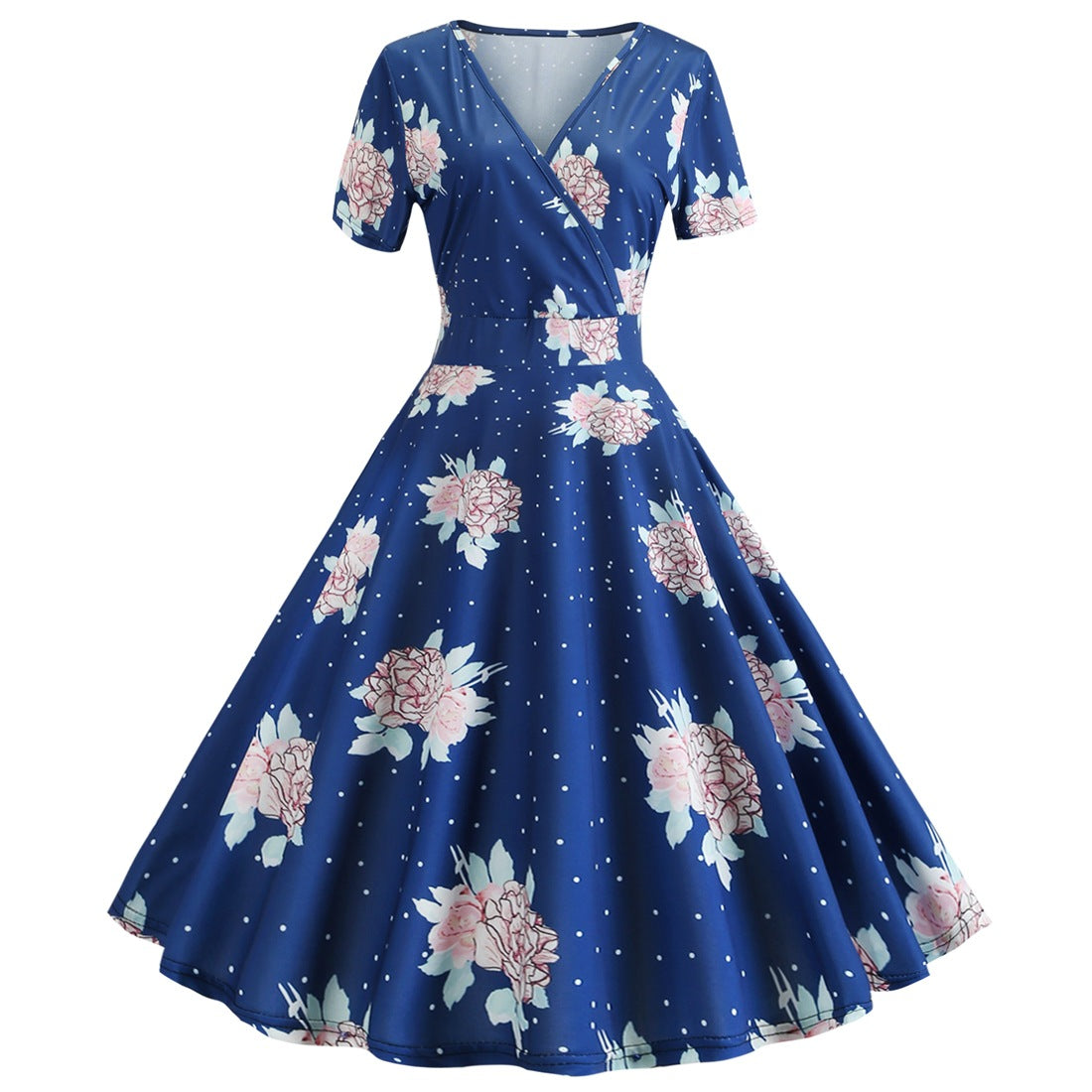 Vintage Deep V Neck Short Sleeves Dresses