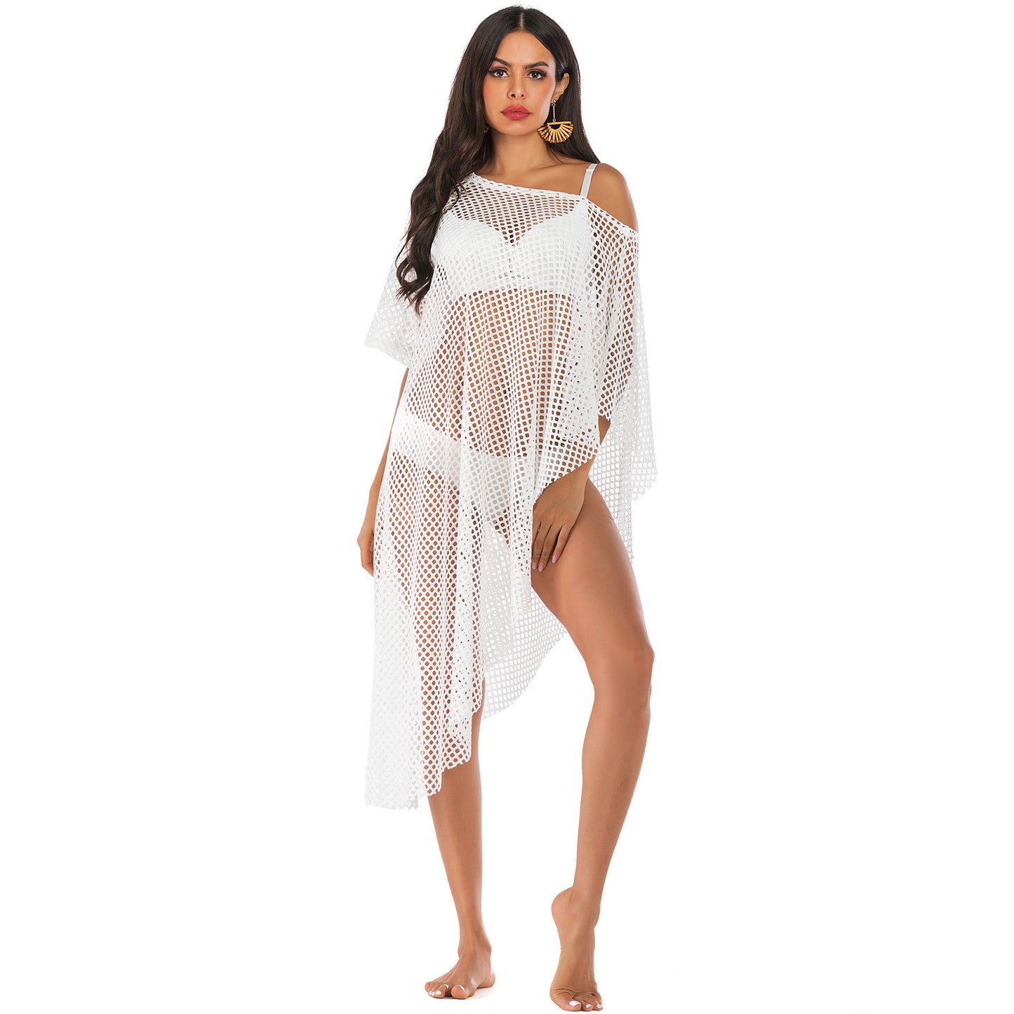 Irregular Off The Shoulder See Through Summer Beach Cover Ups