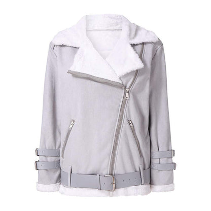 Women Winter Motocycle Wool Overcoat-STYLEGOING