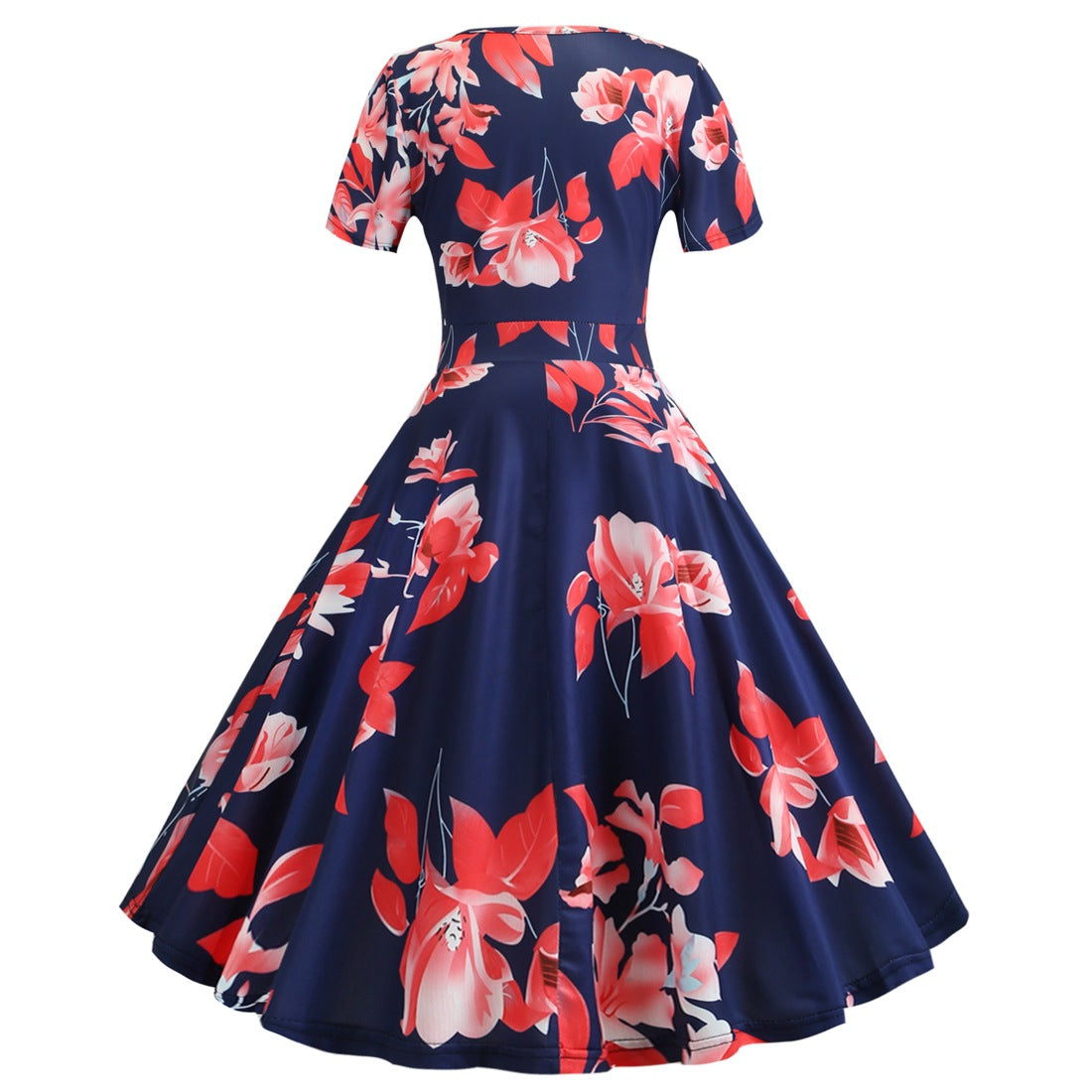 Vintage Deep V Neck Short Sleeves Dresses