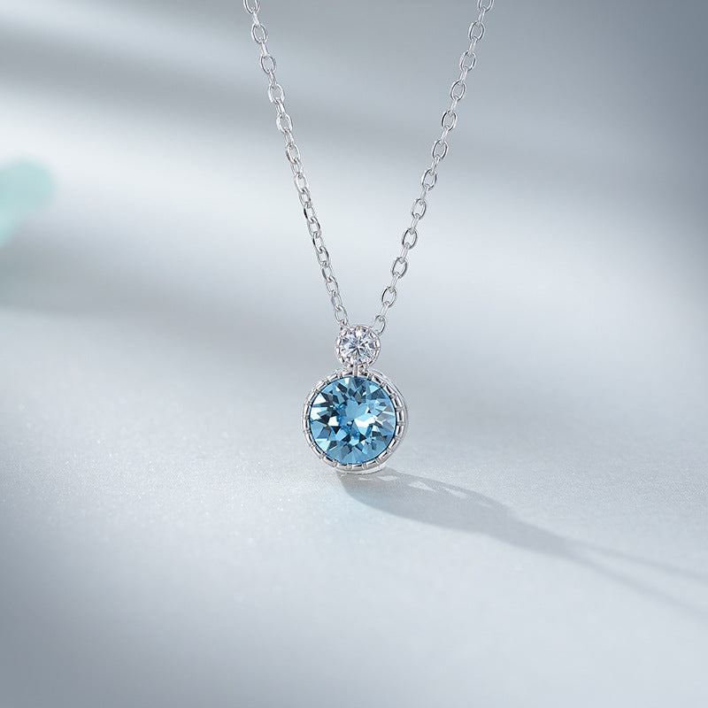 Romantic Crystal Sterling Silver Necklace for Women