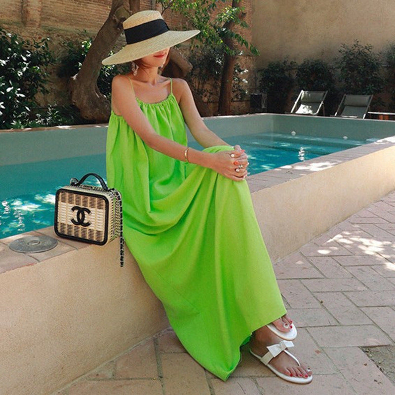 Casual Linen Sleeveless Strapless Backless Long Dresses