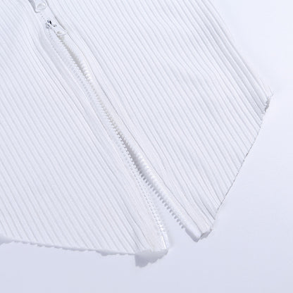 Sexy Knitting Slim Long Sleeves Zipper Tops and Skirts Sets