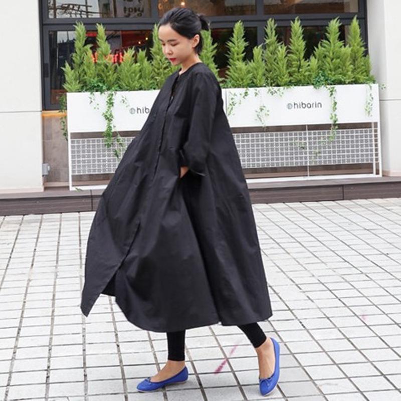 Women Long Sleeves Round Neck Plus Sizes Shirt Dresses-STYLEGOING