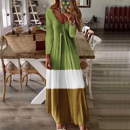 Long Sleeves Plus Sizes Leisure Long Dresses-STYLEGOING