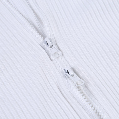 Sexy Knitting Slim Long Sleeves Zipper Tops and Skirts Sets