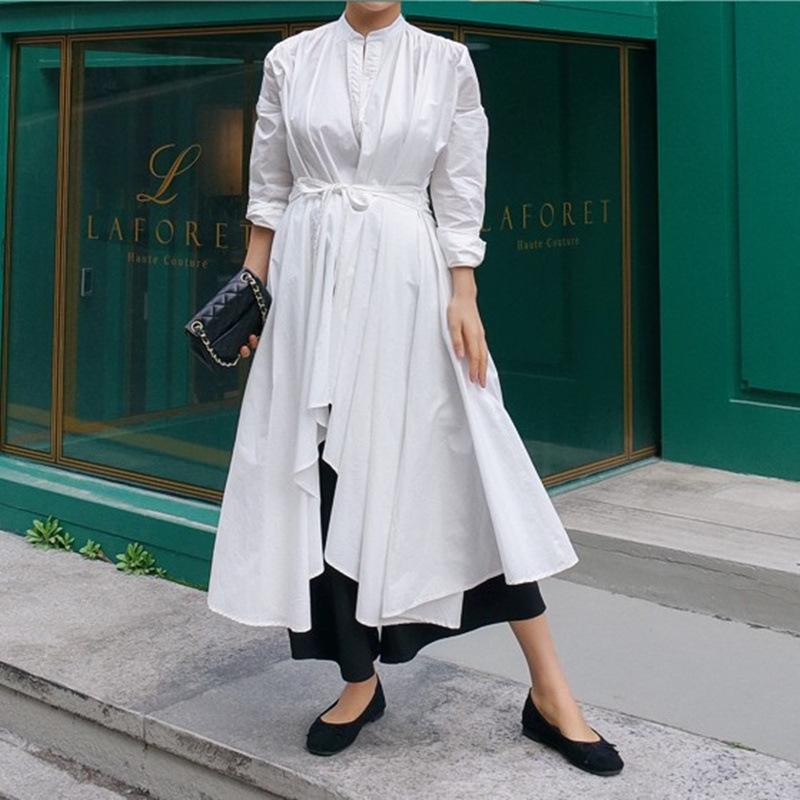 Women Irregular Long Sleeves Shirt Dresses-STYLEGOING
