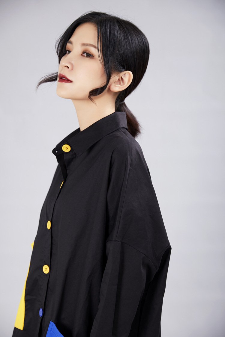 Leisure Long Sleeves Contrast Irregular Fall Shirt Dresses