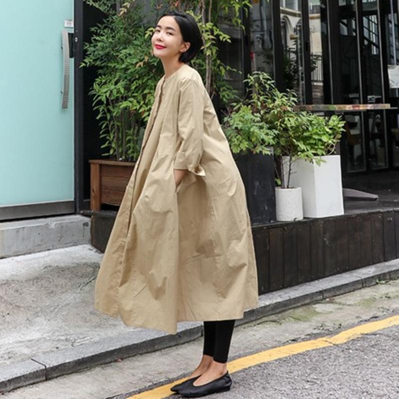Women Long Sleeves Round Neck Plus Sizes Shirt Dresses-STYLEGOING