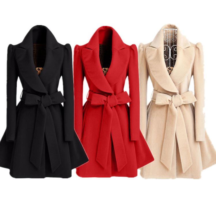 Women Slim Waist Overcoat with Belt-STYLEGOING