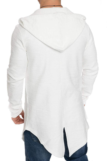 Men Long Sleeves Zipper Long Hoody Overcoat-STYLEGOING