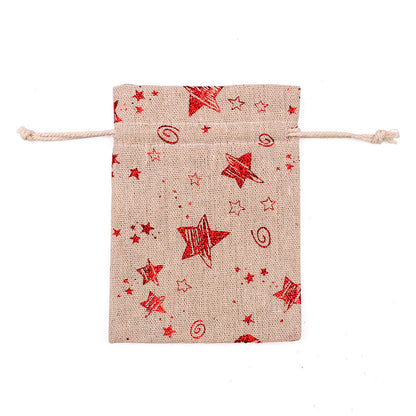 Christmas Linen String Closure Storage Bags 50pcs/Set