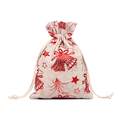 Christmas Linen String Closure Storage Bags 50pcs/Set