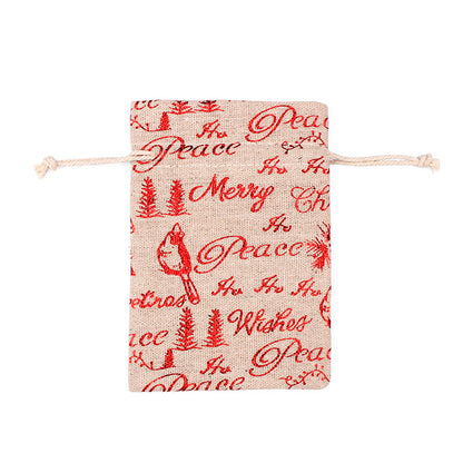 Christmas Linen String Closure Storage Bags 50pcs/Set