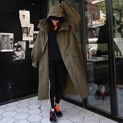 Casual Women Plus Sizes Long Trenchcoat