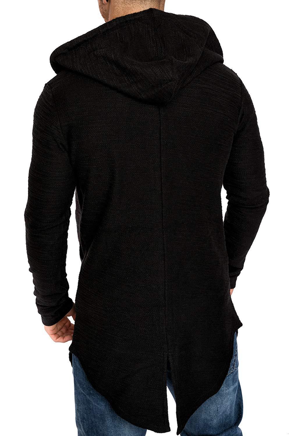 Men Long Sleeves Zipper Long Hoody Overcoat-STYLEGOING