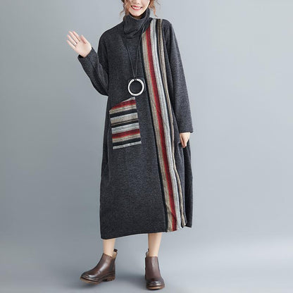Women Plus Size High Neck Long Dresses-STYLEGOING
