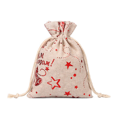 Merry Christmas Linen Candy Bag 50pcs/Set