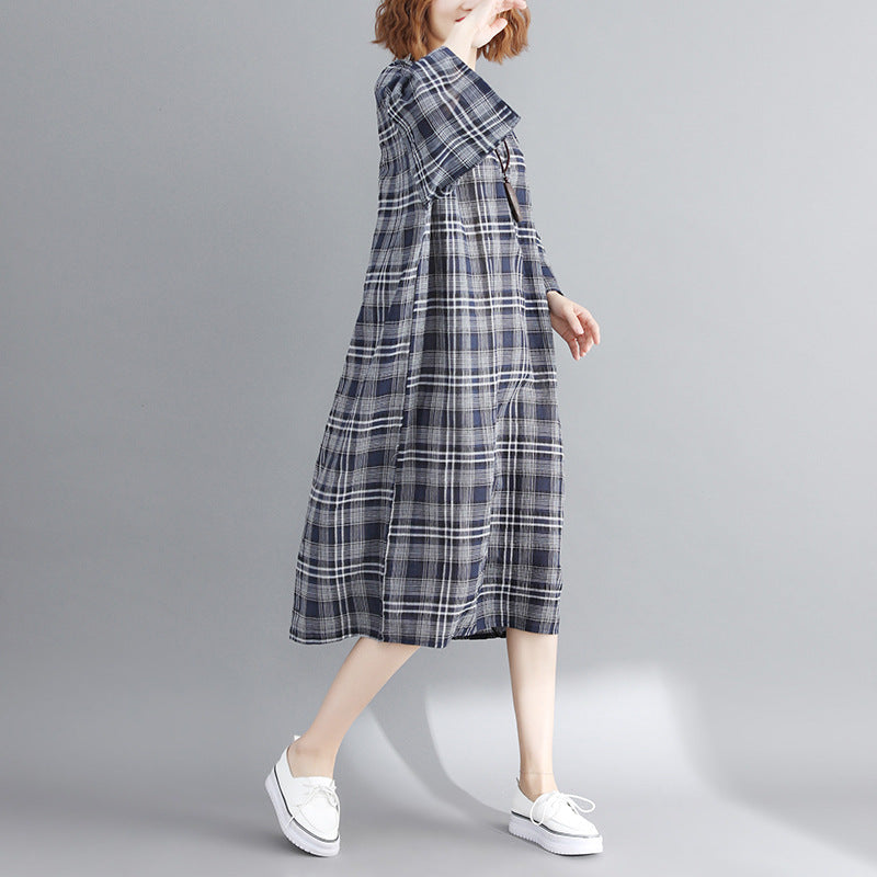Vintage Linen Plaid Cozy Short Shirt Dresses
