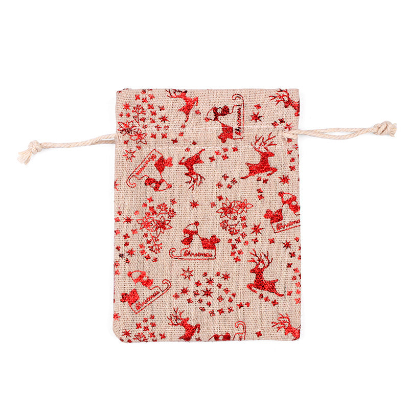 Christmas Linen String Closure Storage Bags 50pcs/Set