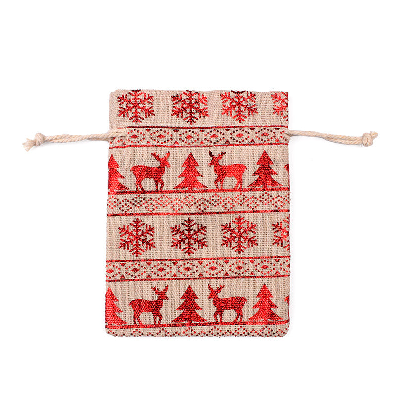 Christmas Linen String Closure Storage Bags 50pcs/Set