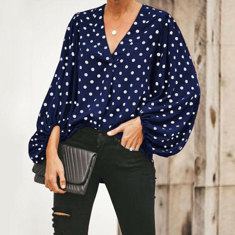 Summer Polk Dot Puff Sleeves Blouses-STYLEGOING