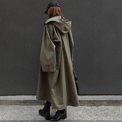 Casual Women Plus Sizes Long Trenchcoat