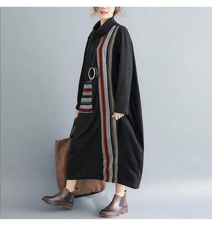 Women Plus Size High Neck Long Dresses-STYLEGOING