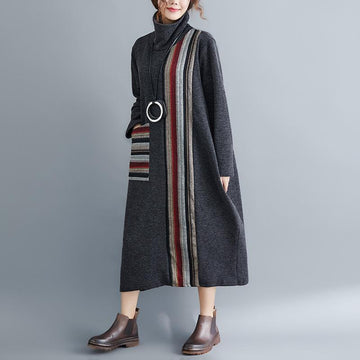 Women Plus Size High Neck Long Dresses-STYLEGOING