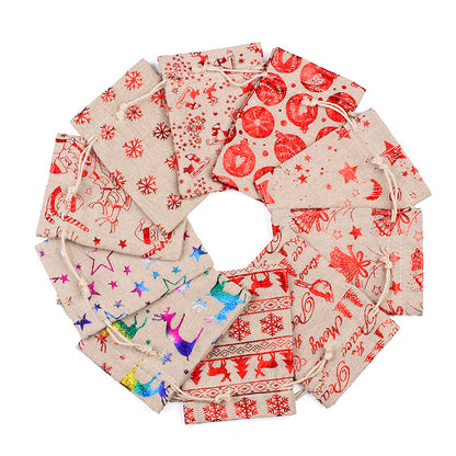 Merry Christmas Linen Candy Bag 50pcs/Set