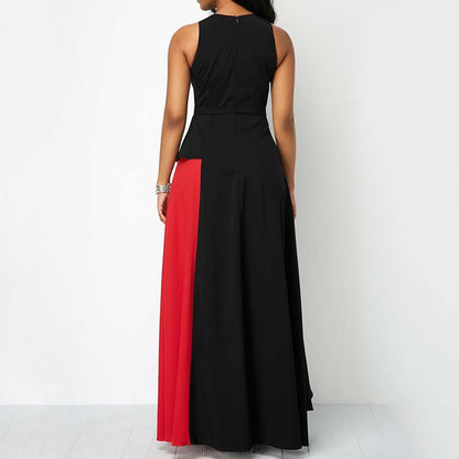 Women Constract Ruffled Long Dresses-STYLEGOING