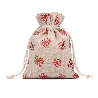 Christmas Linen String Closure Storage Bags 50pcs/Set