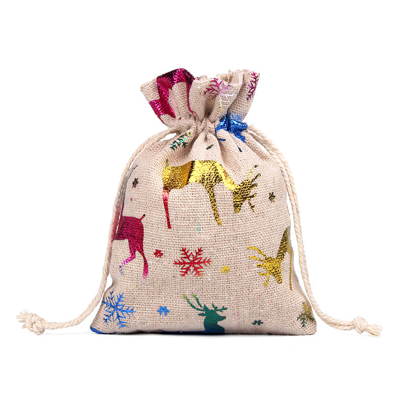 Christmas Linen String Closure Storage Bags 50pcs/Set