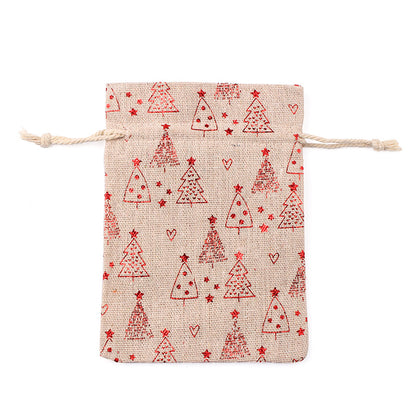 Christmas Linen String Closure Storage Bags 50pcs/Set