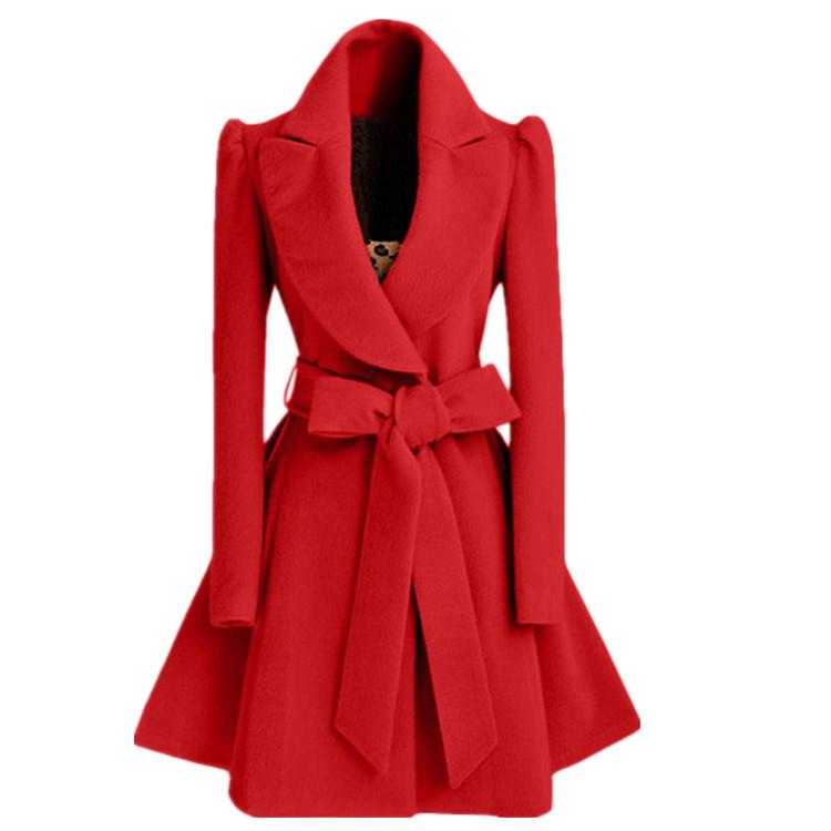 Women Slim Waist Overcoat with Belt-STYLEGOING