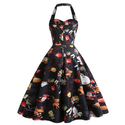 Women Halter Christmas Man Sleeveless Sexy Dresses-STYLEGOING