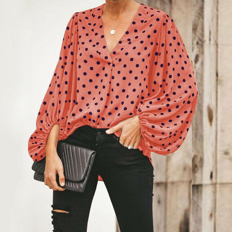 Summer Polk Dot Puff Sleeves Blouses-STYLEGOING
