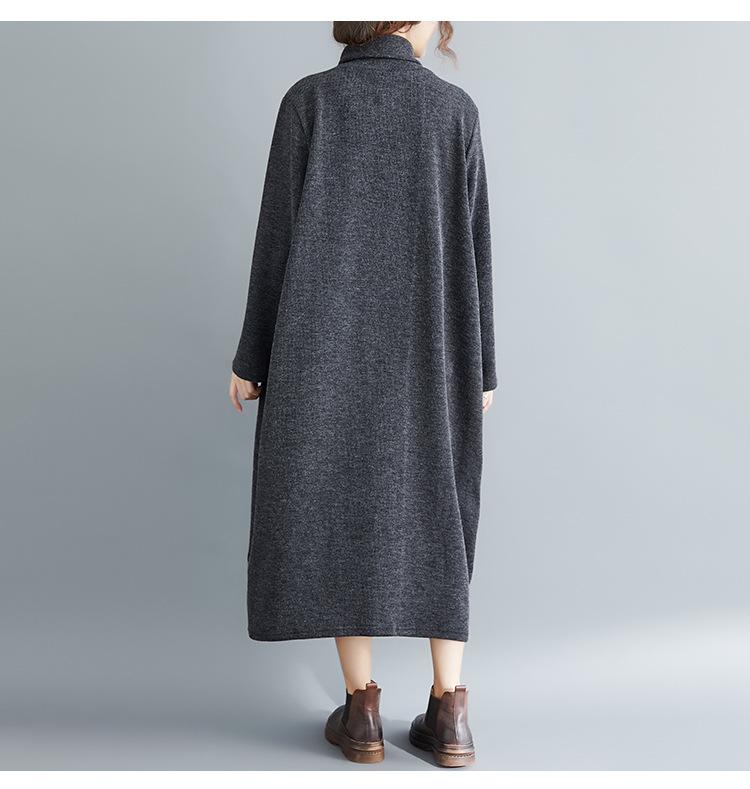 Women Plus Size High Neck Long Dresses-STYLEGOING