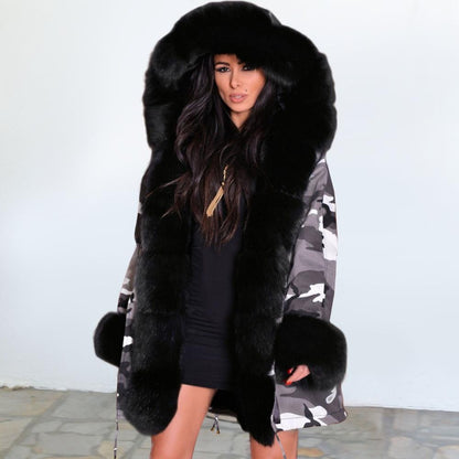 Women Fleece Lined Warm Winter Long Overcoat-STYLEGOING