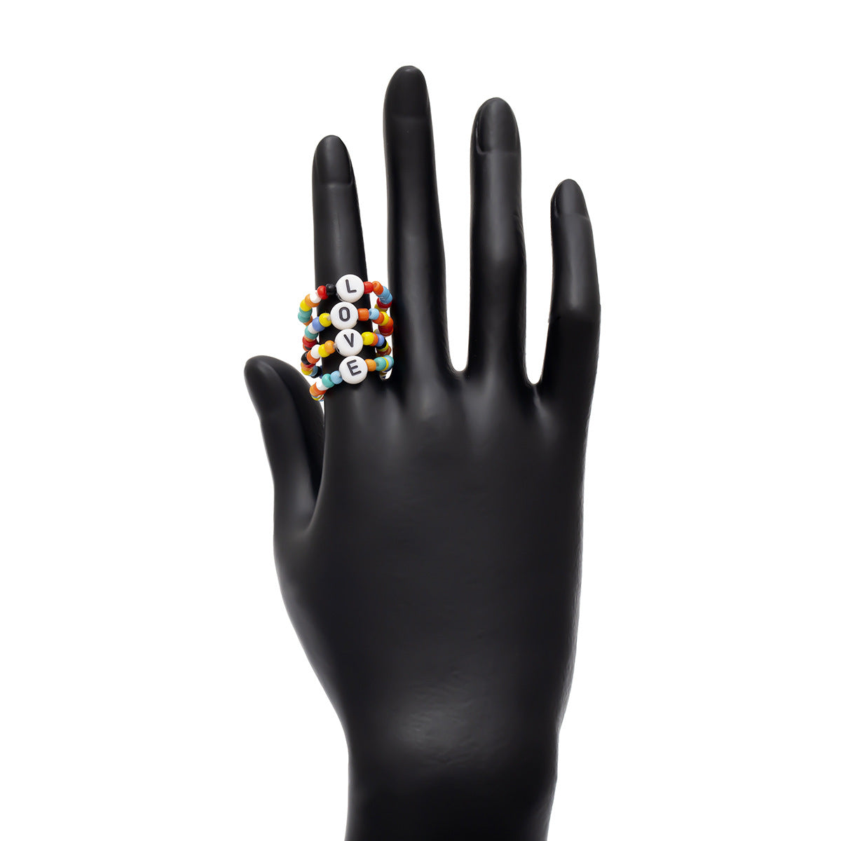 Ethnic Colorful Letter LOVE Beads Design Rings Set